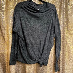 We The Free People Londontown Thermal Tunic Top Charcoal Gray Stretch XS
